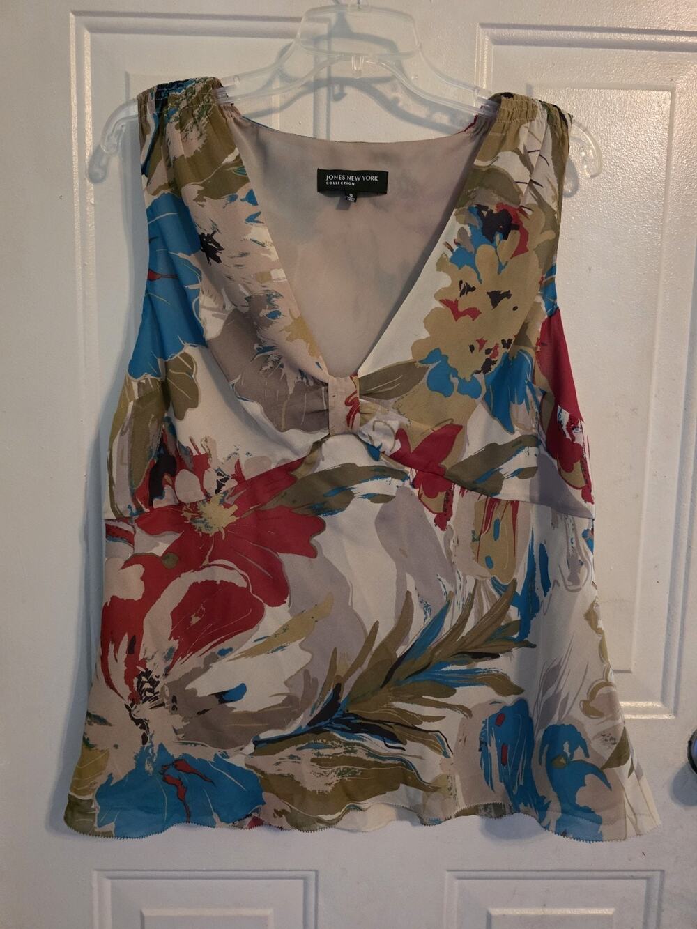 Vtg Y2K Womens 100% Silk Blouse Floral Sleeveless Top New York & Company Size 16